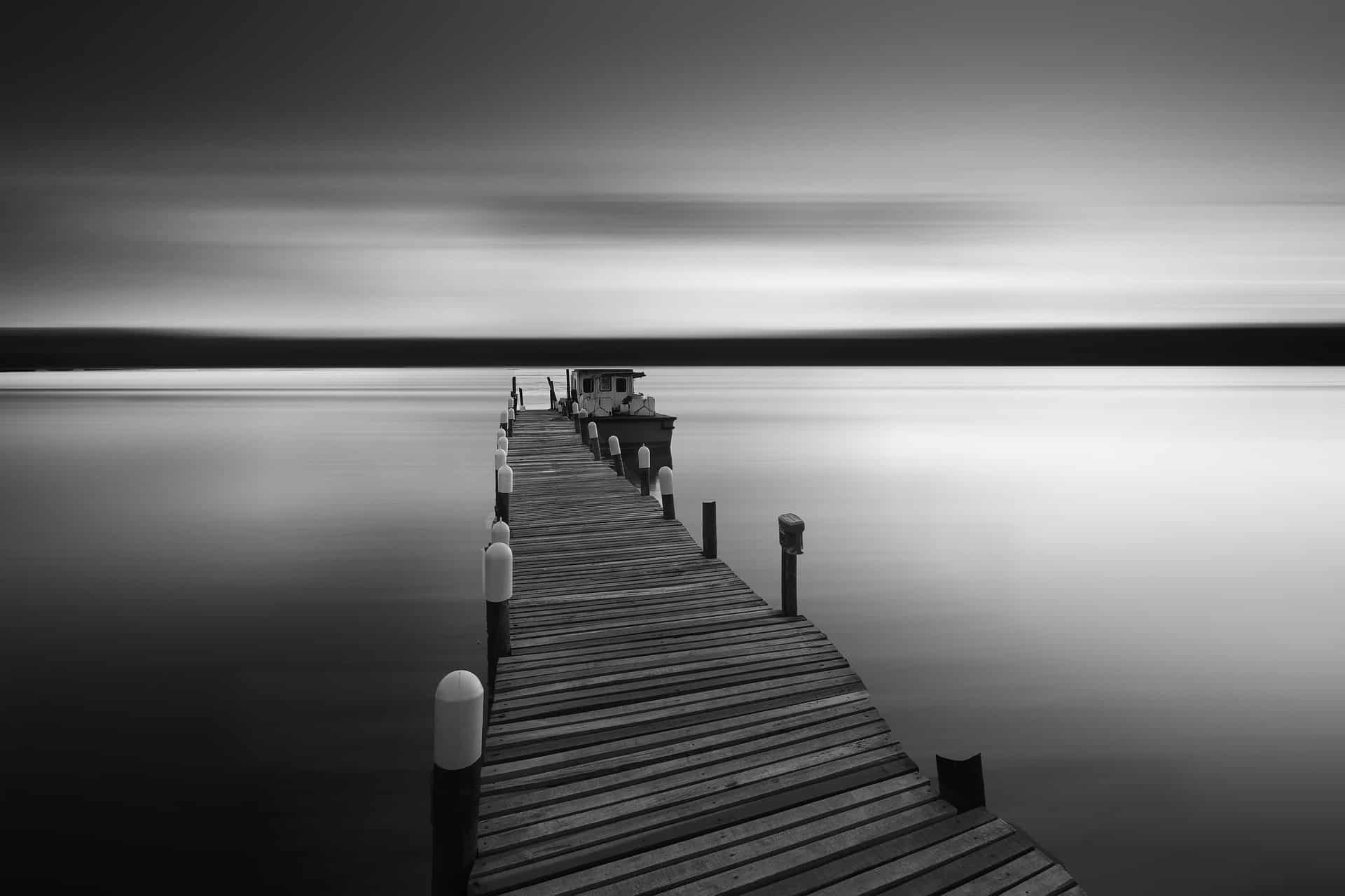 An empty dock in calm water