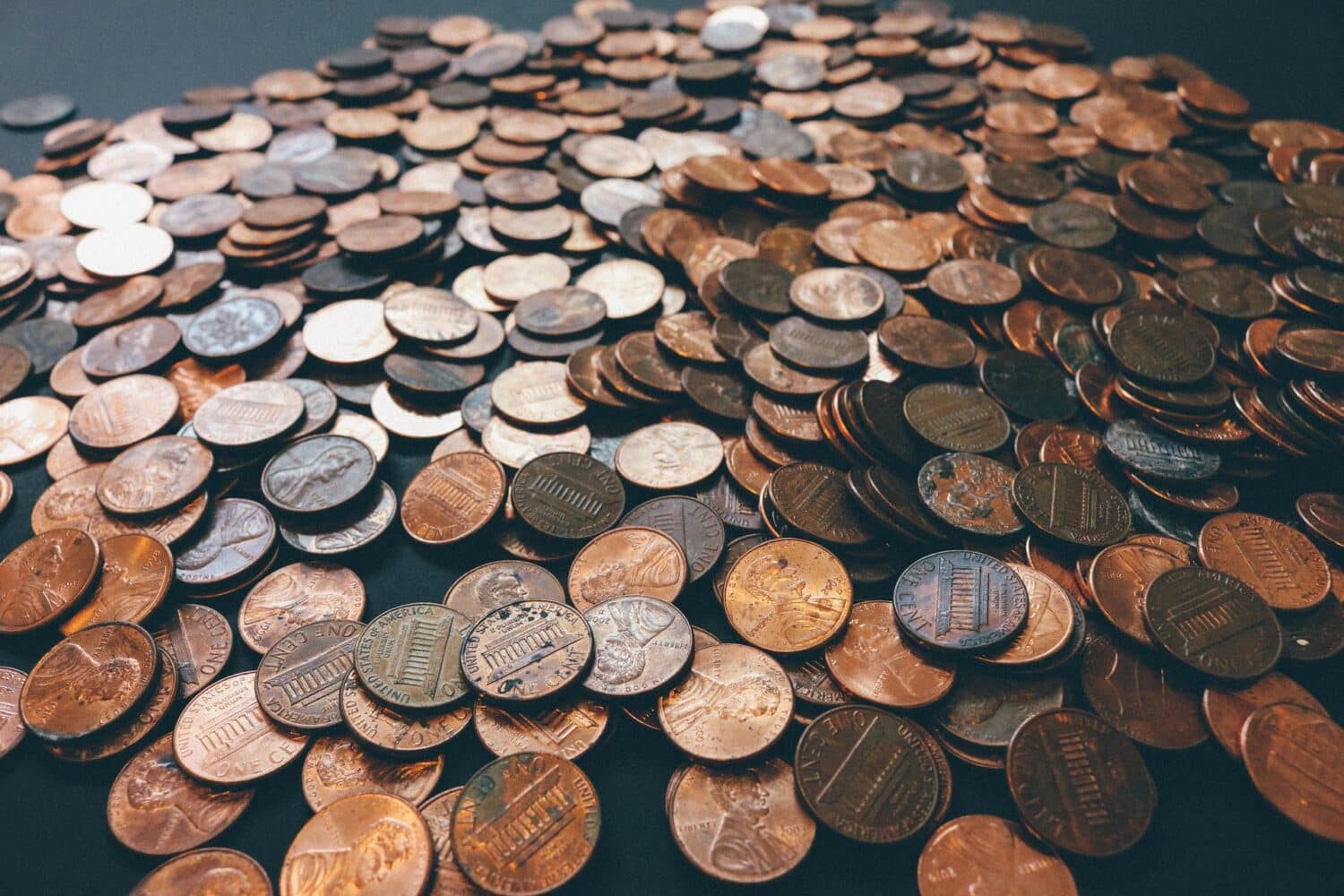 large pile of US pennies