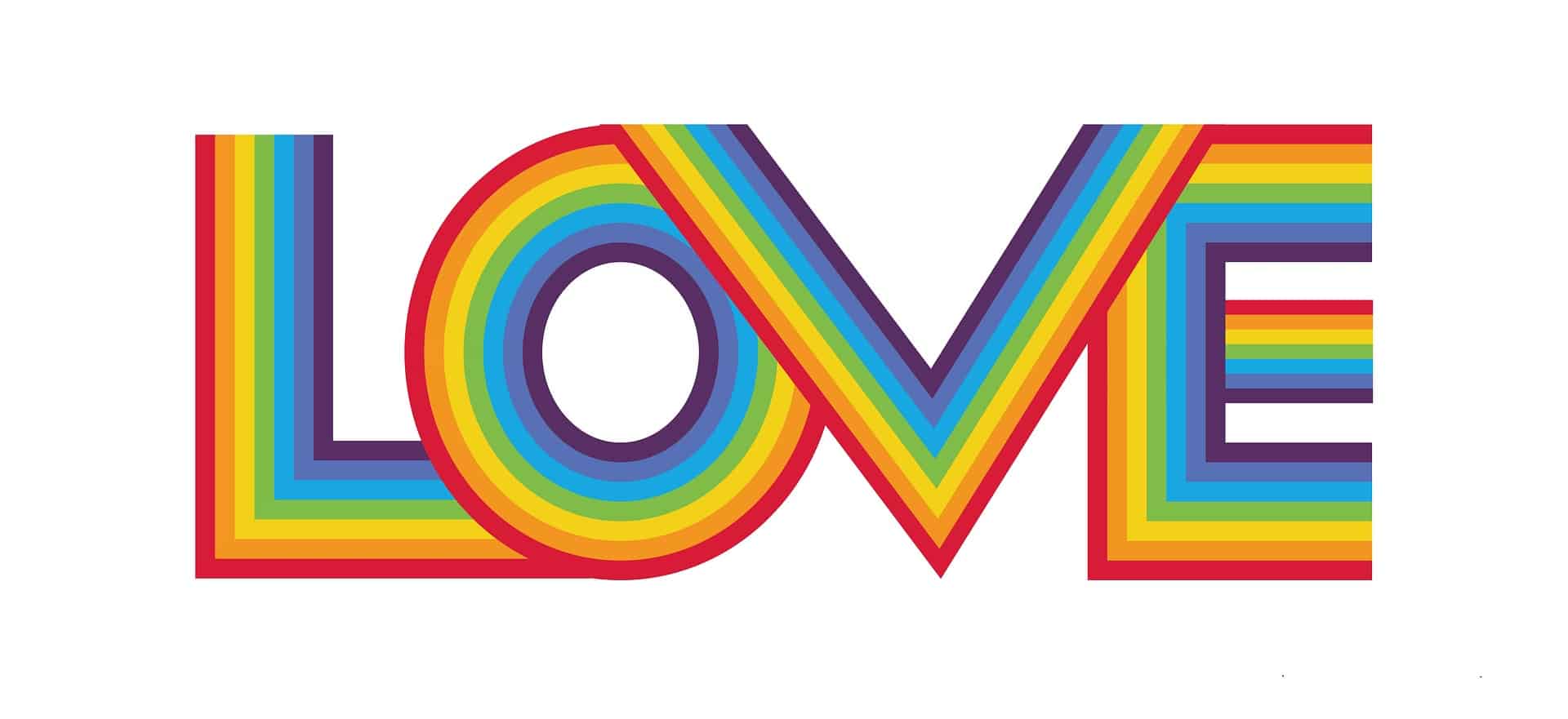 L-O-V-E in rainbow letters