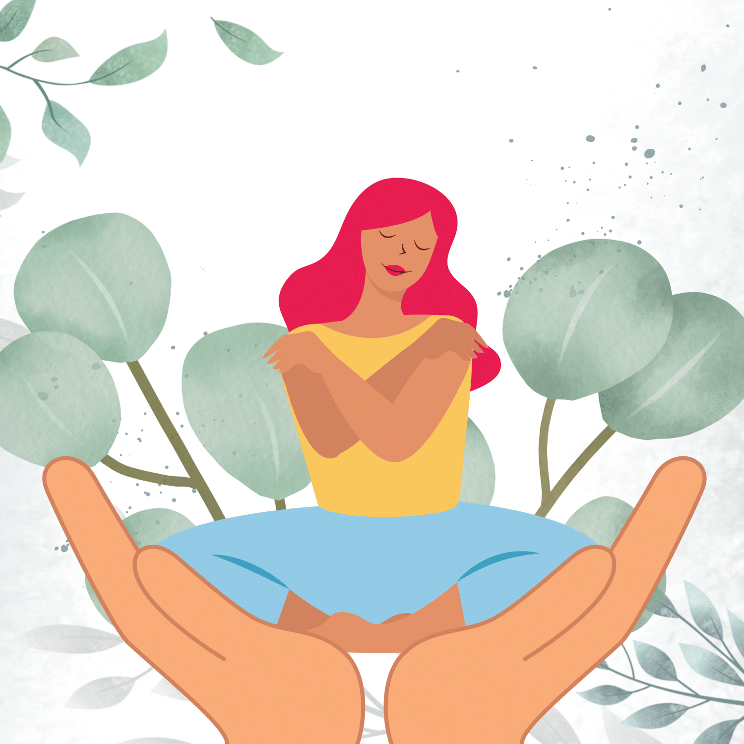 Drawing of a woman meditating