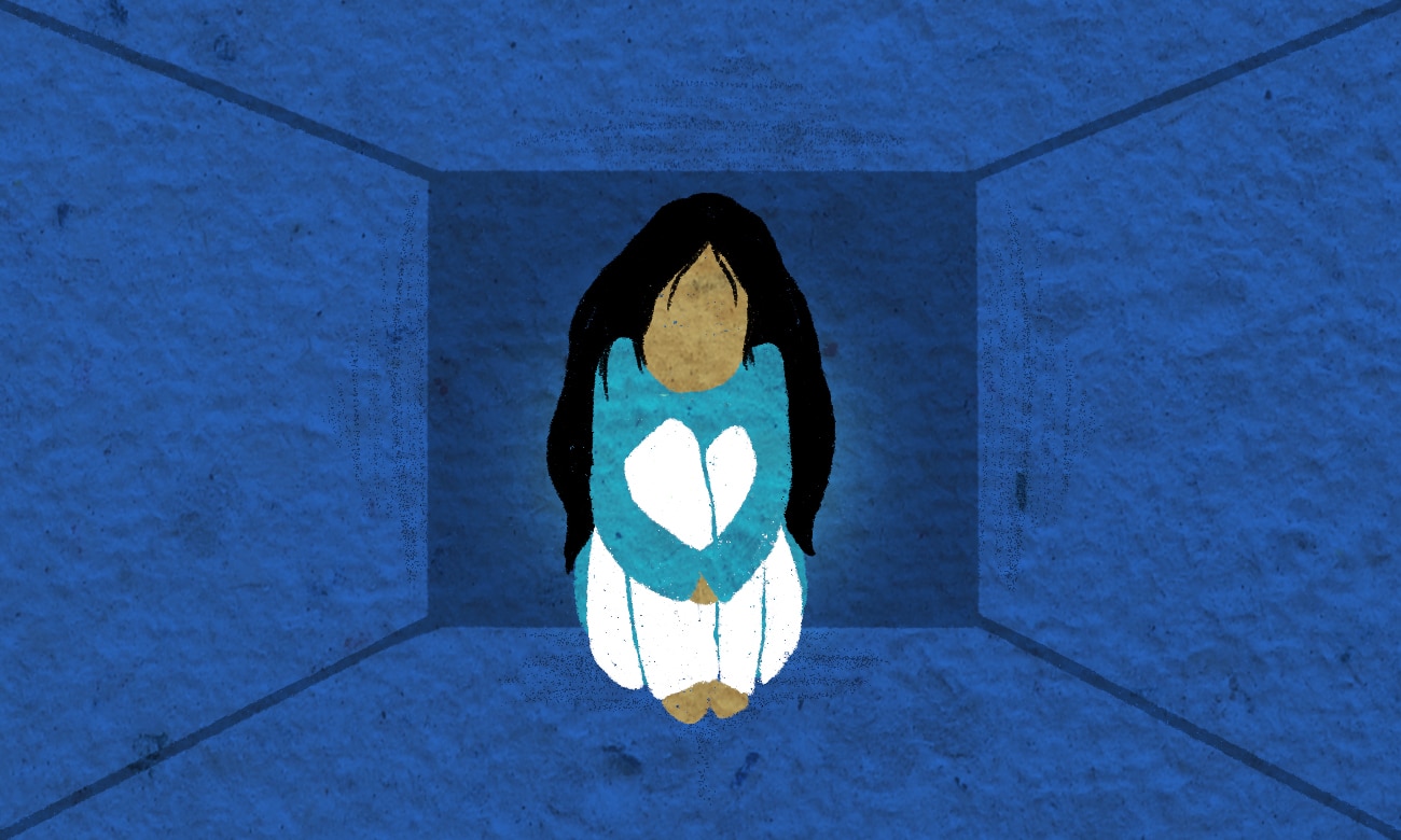 Illustration of a girl sitting alone