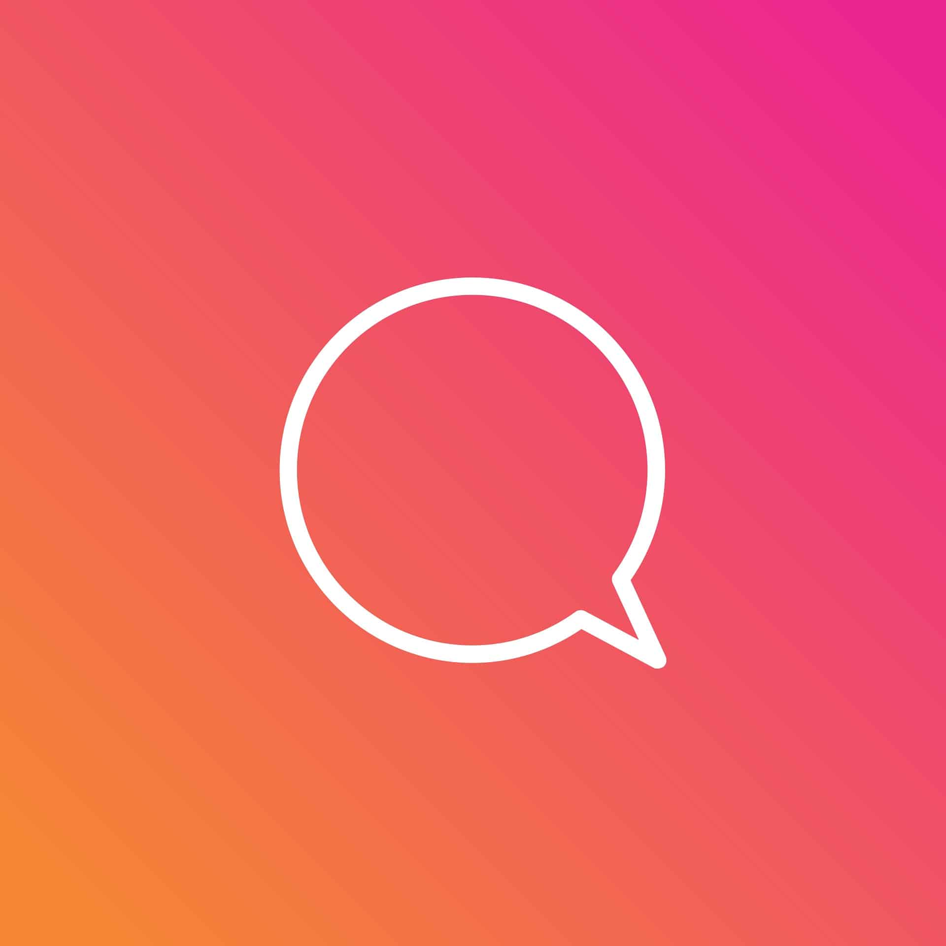 Talk bubble on a pink-orange background